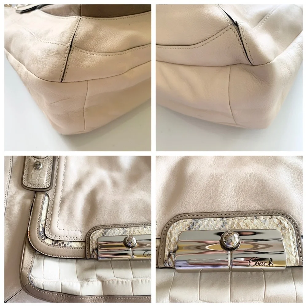 🌸Coach🌸 Leather Bag With Crocodile Accents Zip
